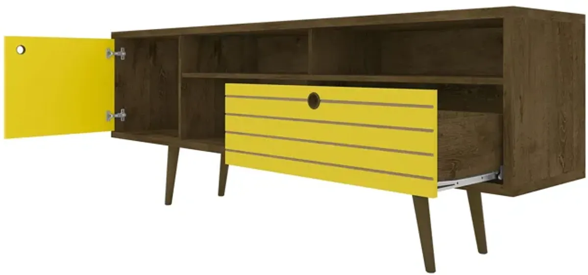 Liberty Extra Large TV Stand in Brown and Yellow
