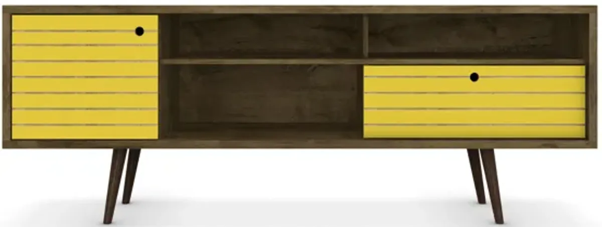 Liberty Extra Large TV Stand in Brown and Yellow