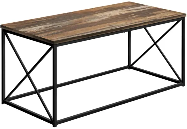 Monarch Specialties I 3784 Coffee Table, Accent, Cocktail, Rectangular, Living Room, 40"L, Metal, Laminate, Brown, Black, Contemporary, Modern