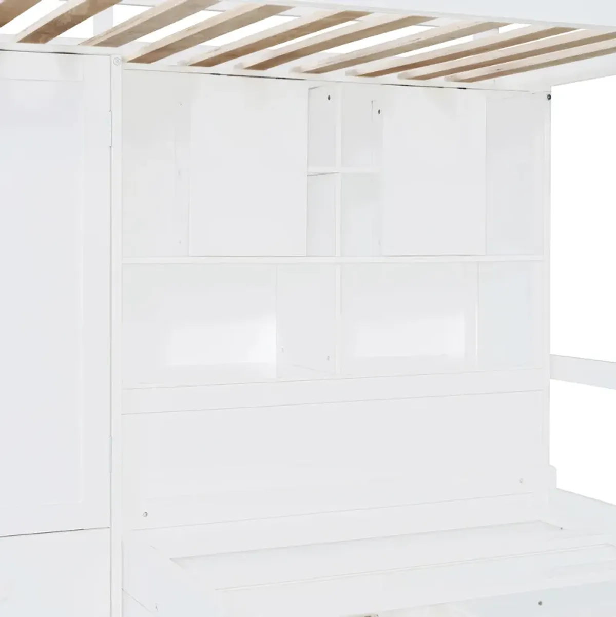 Merax Twin Bunk Bed with Wardrobe and Hydraulic Bed