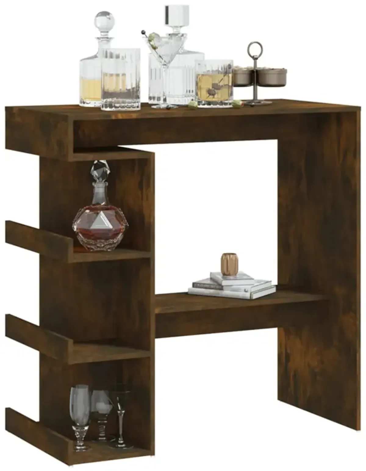 vidaXL Bar Table with Storage Rack Smoked Oak 39.4"x19.7"x40"Engineered Wood