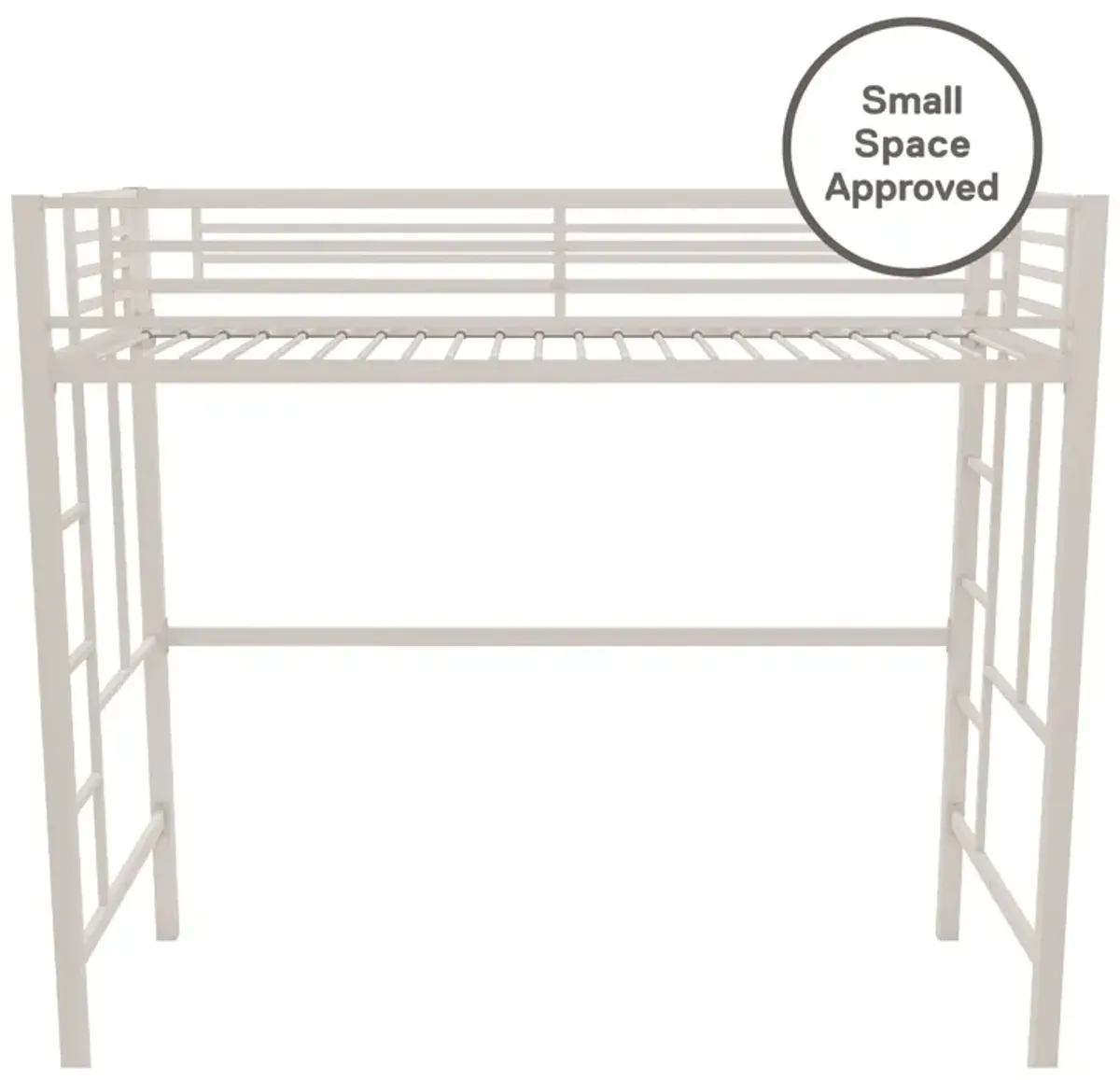 Atwater Living Grace Twin Metal Loft Bed with Two Ladders and Safety Railings