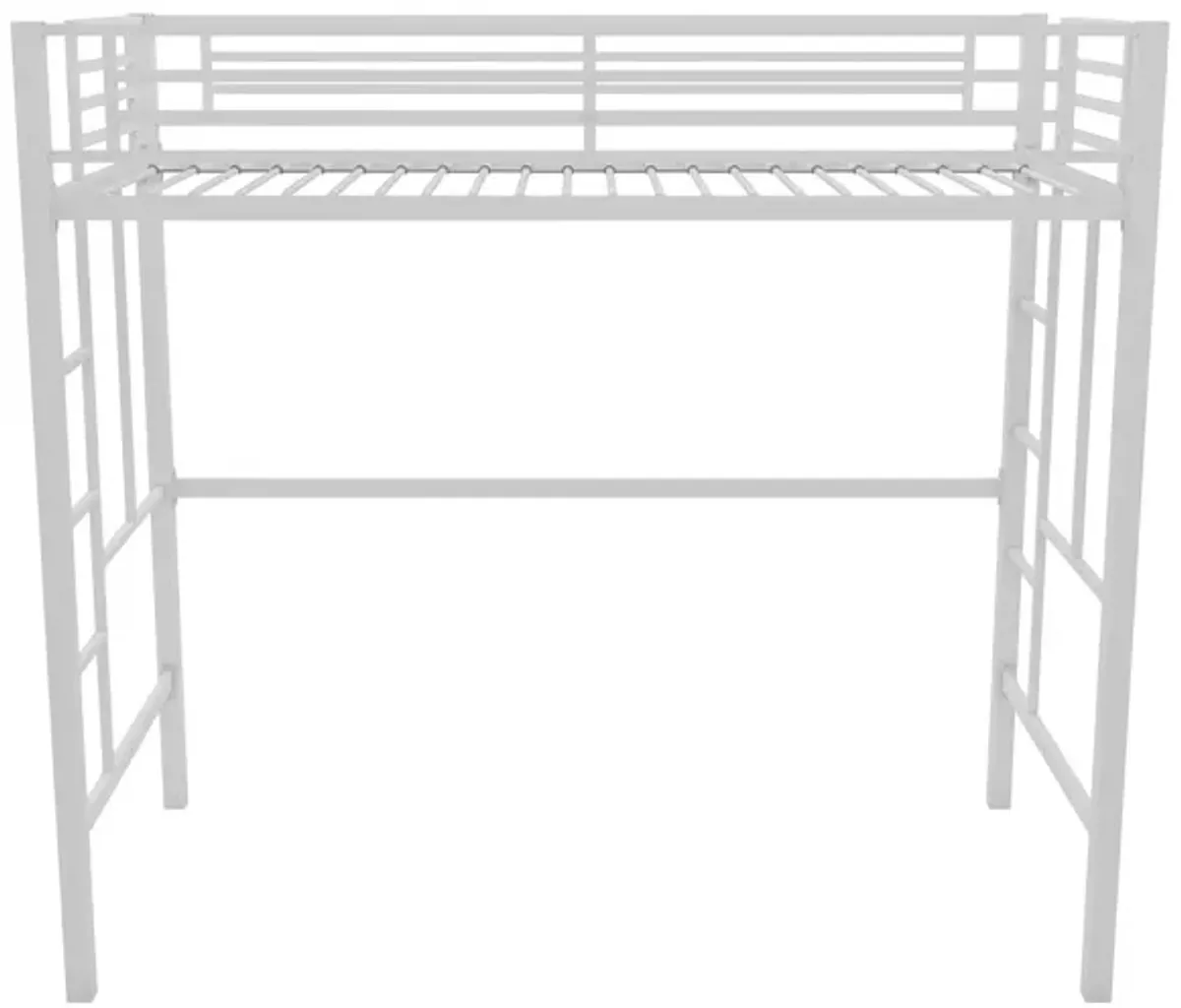 Atwater Living Grace Twin Metal Loft Bed with Two Ladders and Safety Railings