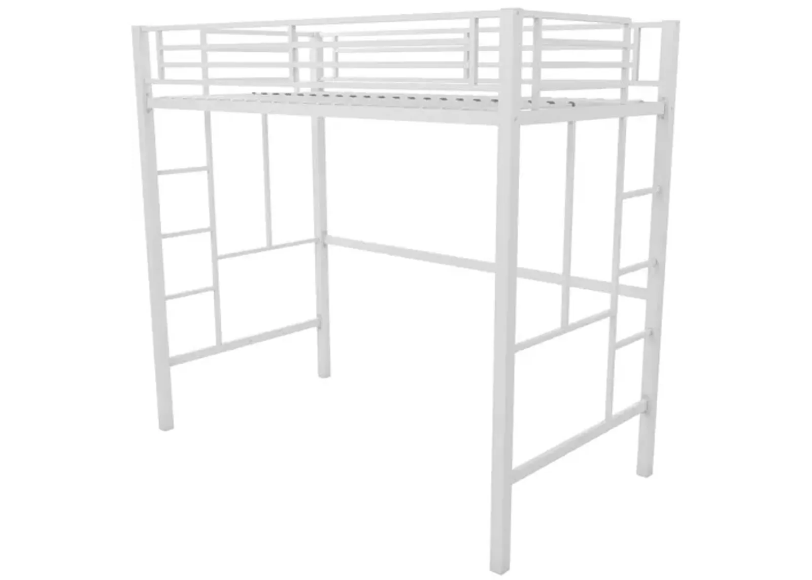 Atwater Living Grace Twin Metal Loft Bed with Two Ladders and Safety Railings