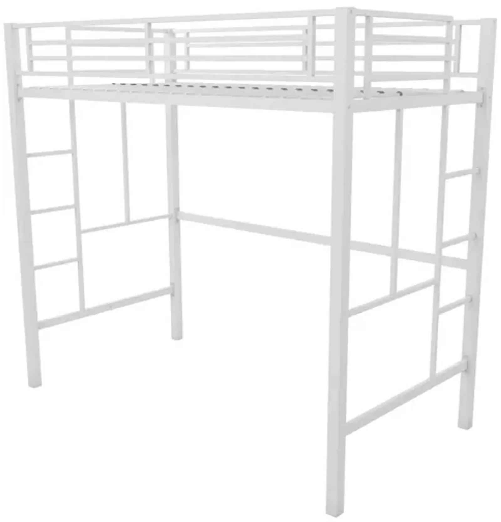 Atwater Living Grace Twin Metal Loft Bed with Two Ladders and Safety Railings