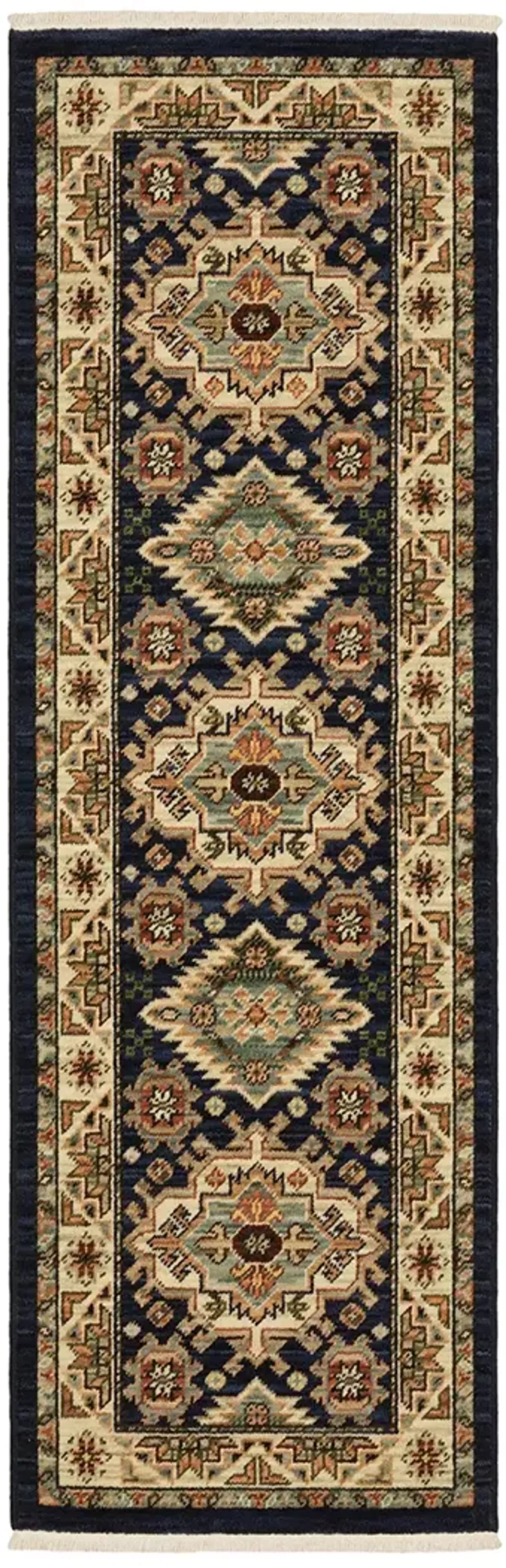 Lilihan 2' x 6' Navy Rug