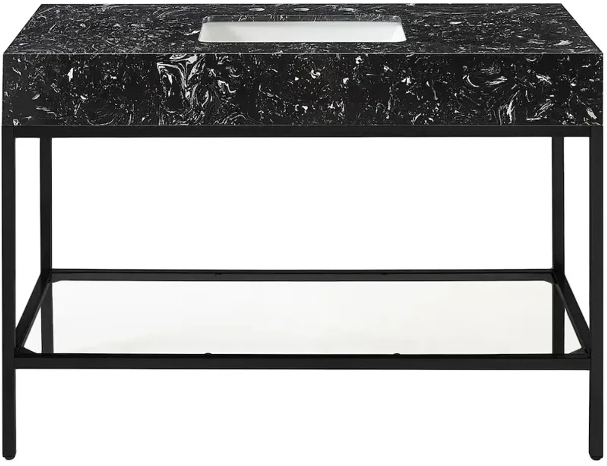 Meridian Furniture Marmo Black Engineered Marble Bathroom Vanity