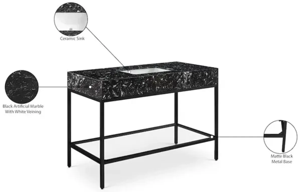 Meridian Furniture Marmo Black Engineered Marble Bathroom Vanity