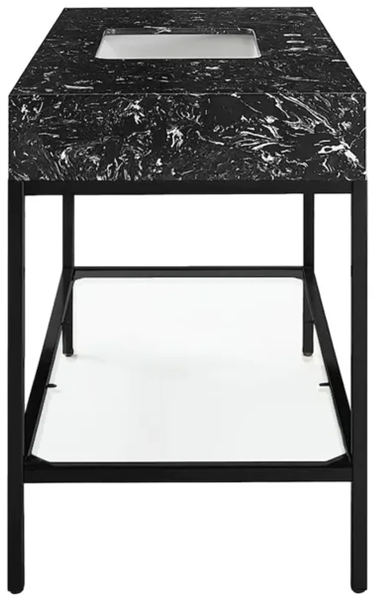 Meridian Furniture Marmo Black Engineered Marble Bathroom Vanity