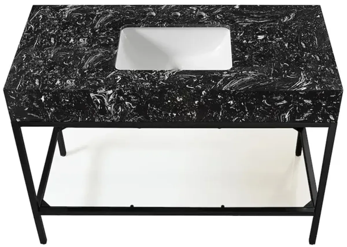 Meridian Furniture Marmo Black Engineered Marble Bathroom Vanity