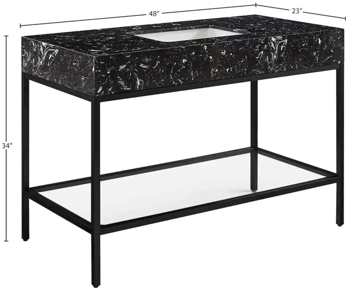 Meridian Furniture Marmo Black Engineered Marble Bathroom Vanity