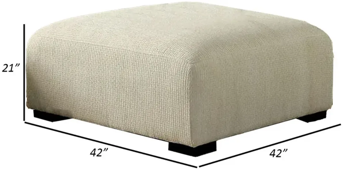 Wop 42 Inch Modern Square Ottoman Foam Seating with Bracket Legs, Beige-Benzara