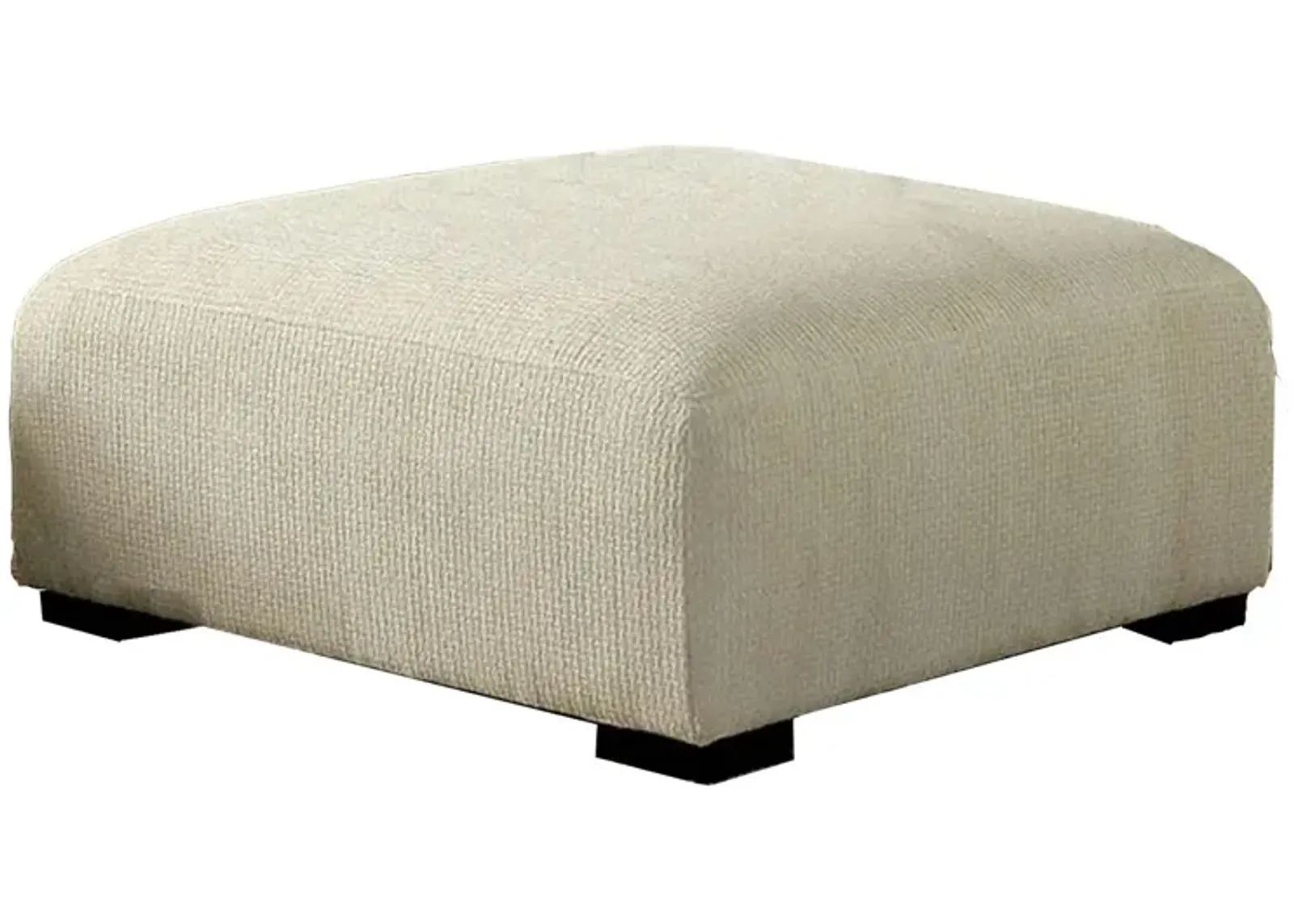 Wop 42 Inch Modern Square Ottoman Foam Seating with Bracket Legs, Beige-Benzara