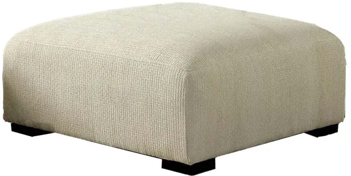 Wop 42 Inch Modern Square Ottoman Foam Seating with Bracket Legs, Beige-Benzara