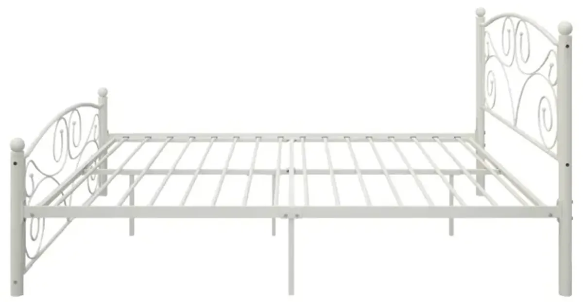 Queen Size Unique Flower Sturdy System Metal Bed Frame With Headboard And Footboard