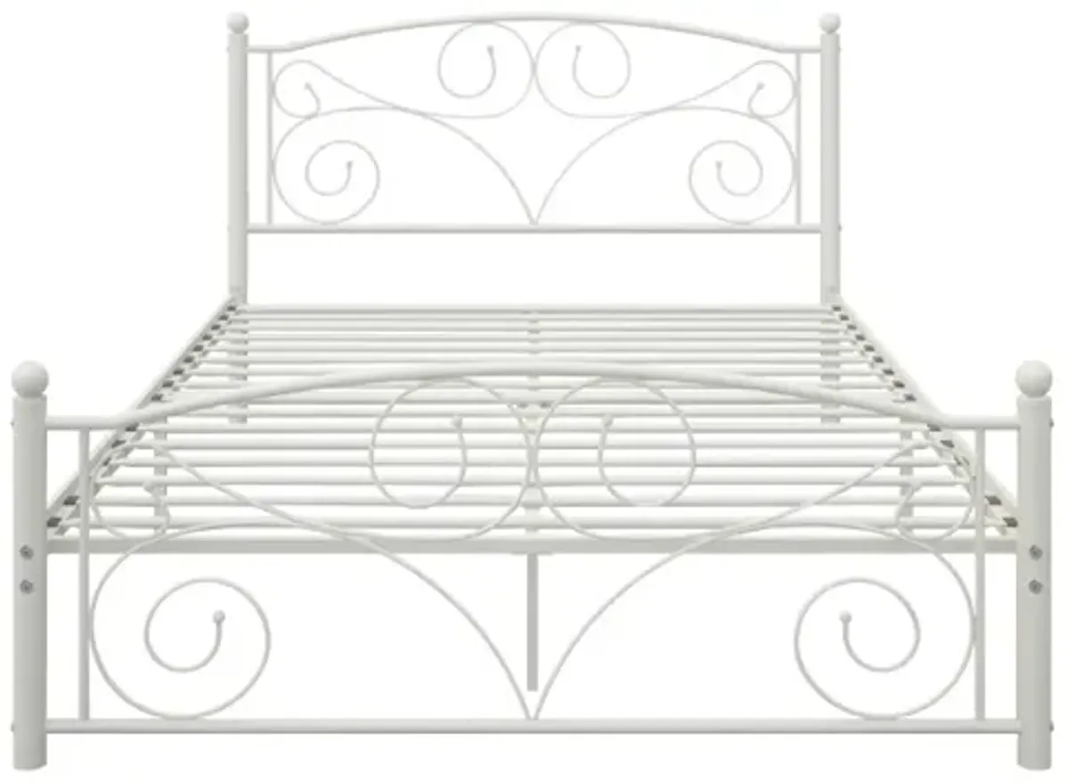 Queen Size Unique Flower Sturdy System Metal Bed Frame With Headboard And Footboard