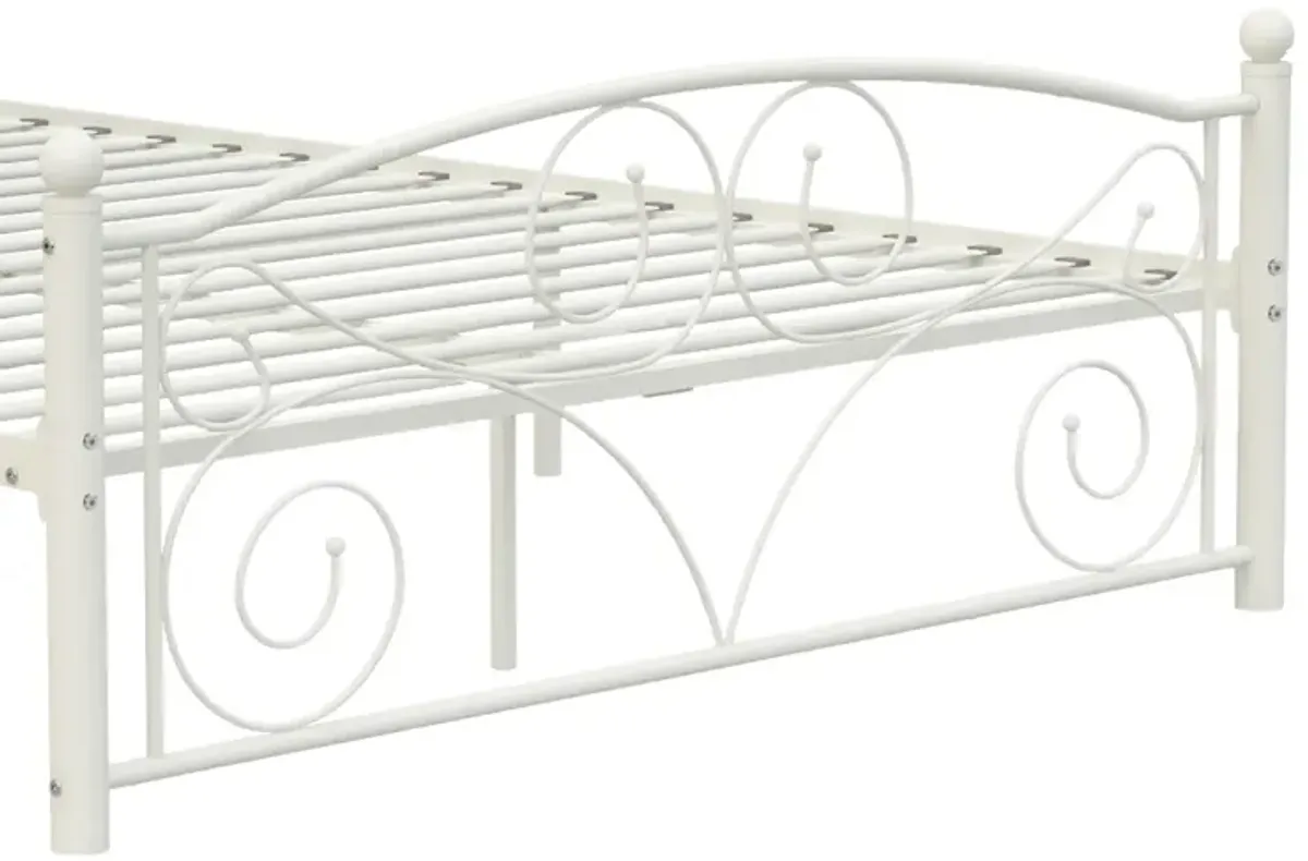 Queen Size Unique Flower Sturdy System Metal Bed Frame With Headboard And Footboard