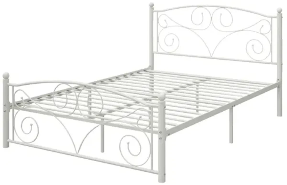 Queen Size Unique Flower Sturdy System Metal Bed Frame With Headboard And Footboard