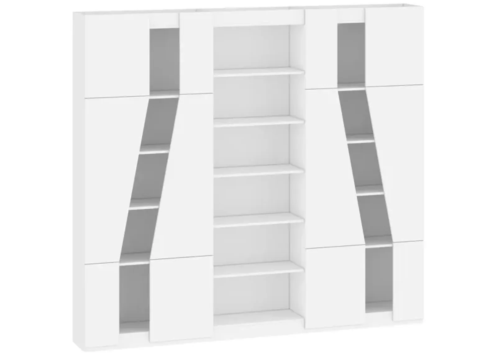 Vertical File Cabinet, 5-Tier Modern Bookcase, Wood Filing Cabinet with Open Storage Shelf, Glass Doors and Fixed Storage Shelves for Home Office, White