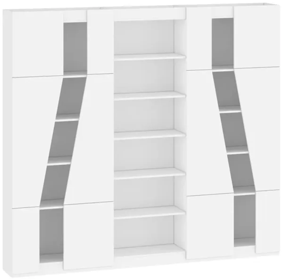 Vertical File Cabinet, 5-Tier Modern Bookcase, Wood Filing Cabinet with Open Storage Shelf, Glass Doors and Fixed Storage Shelves for Home Office, White