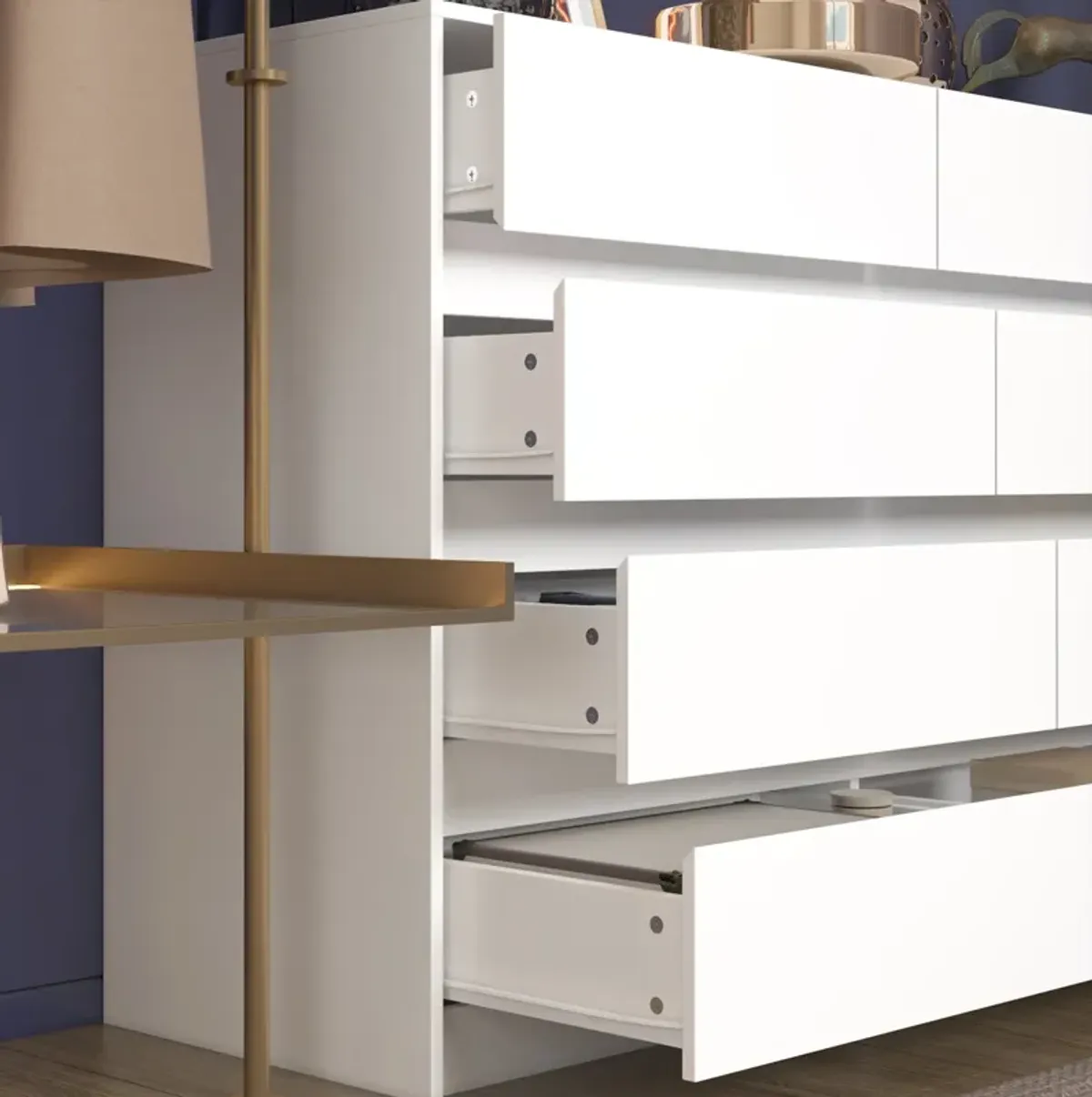 FUFU&GAGA Modern 12-Drawer Dresser with Ample Storage and Sleek Design for Bedroom (63" W x 31.9" H x 15.7" D) White