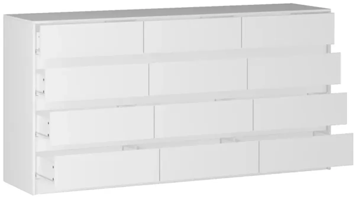 FUFU&GAGA Modern 12-Drawer Dresser with Ample Storage and Sleek Design for Bedroom (63" W x 31.9" H x 15.7" D) White