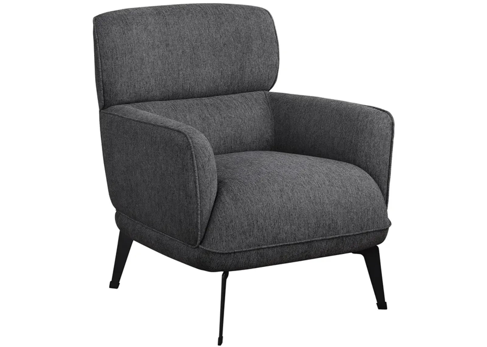 Dup 34 Inch Accent Chair, Cushioned Seat, Rounded Track Arms, Muted Gray - Benzara