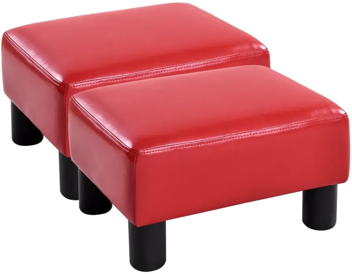 Small PU Leather Rectangular Seat Ottoman Footstool