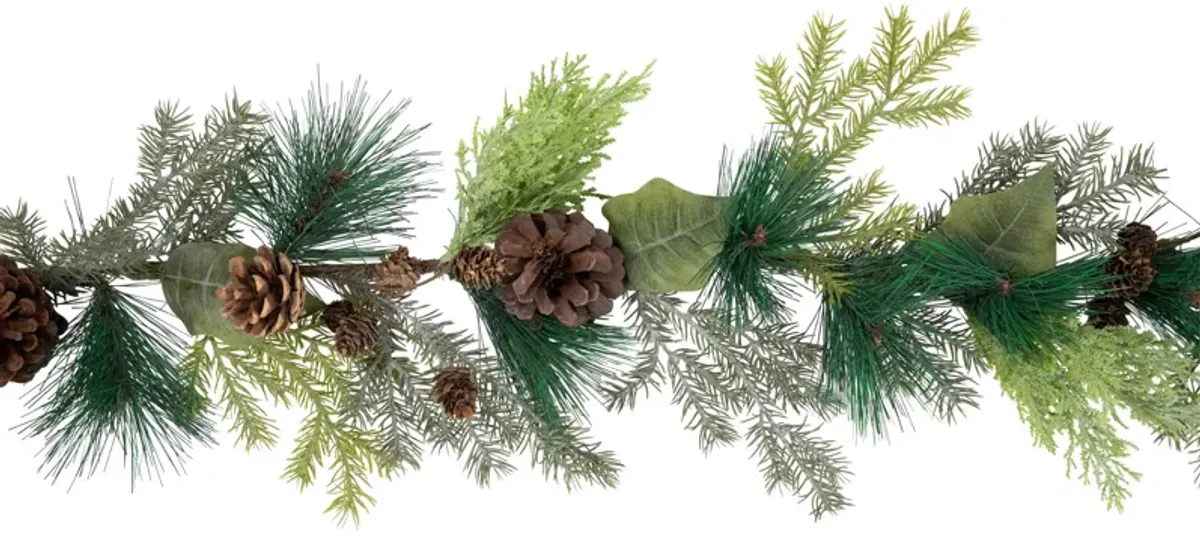 5' Pine Cone and Cedar Artificial Christmas Garland  Unlit