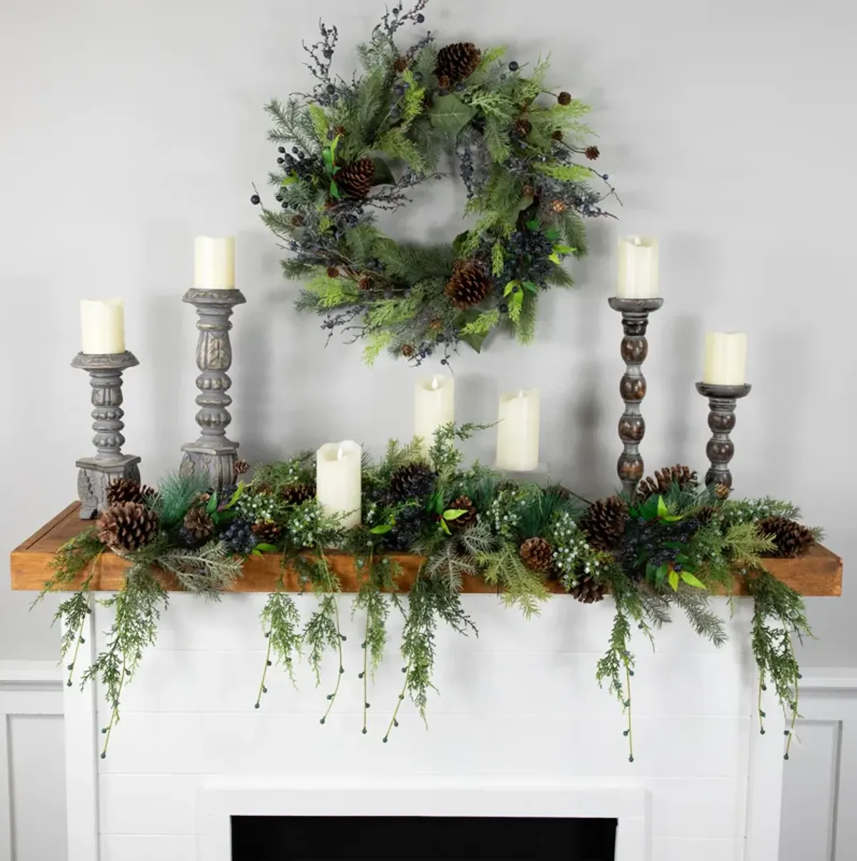 5' Pine Cone and Cedar Artificial Christmas Garland  Unlit