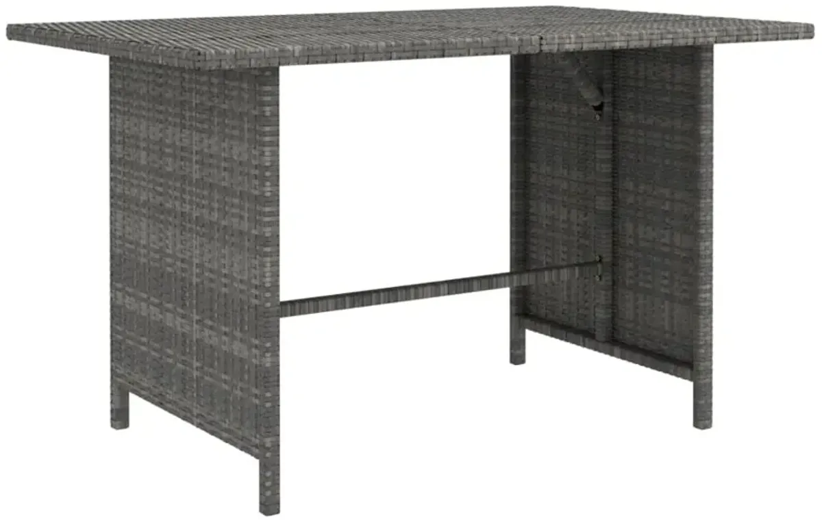 vidaXL Patio Dining Table Gray 43.3"x27.6"x25.6" Poly Rattan