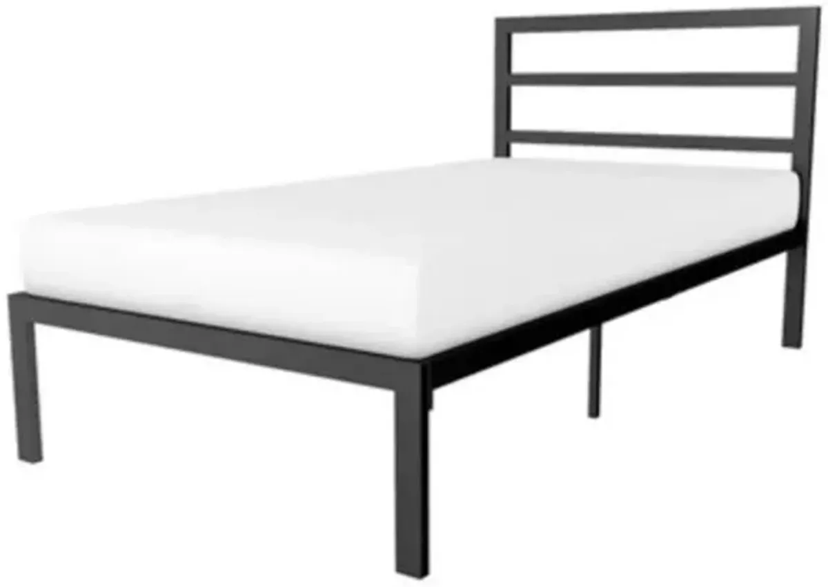 Hivvago Twin Black Metal Platform Bed Frame with Headboard Included