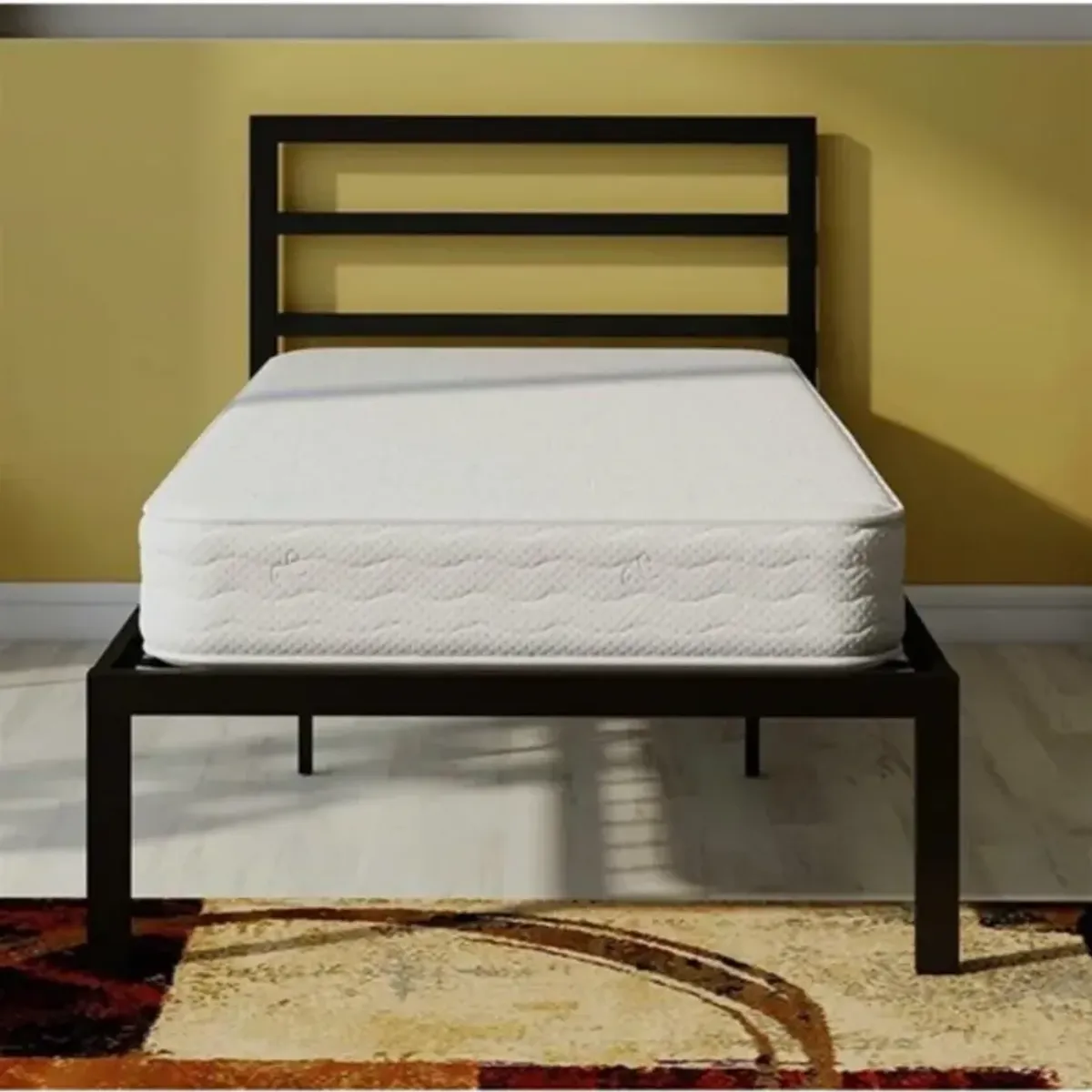 Hivvago Twin Black Metal Platform Bed Frame with Headboard Included