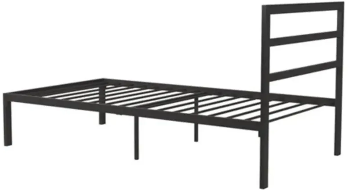 Hivvago Twin Black Metal Platform Bed Frame with Headboard Included