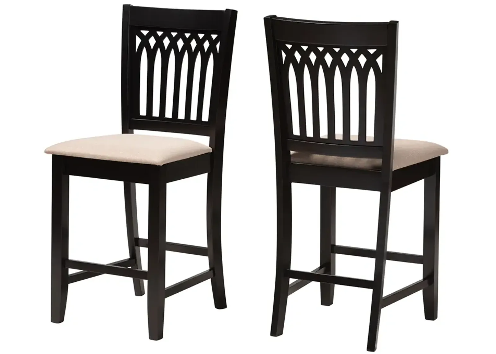 Baxton Studio Genesis Grey Fabric Wood 2-Piece Counter Stool Set