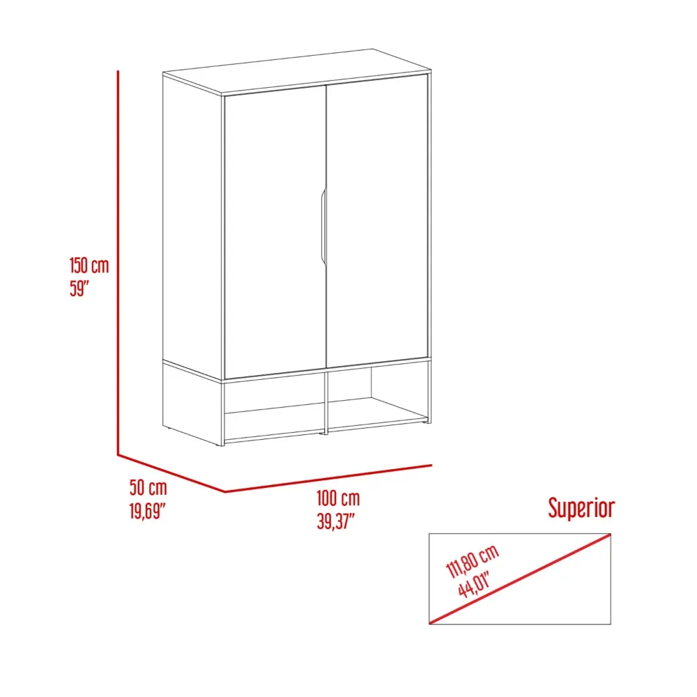 Armoire Barletta, Bedroom, Black / White