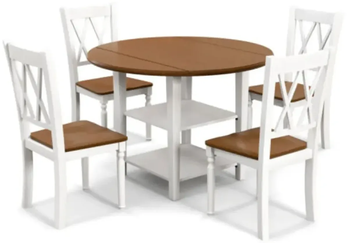 Hivvago 5 Piece Round Kitchen Dining Set with Drop Leaf Table Top