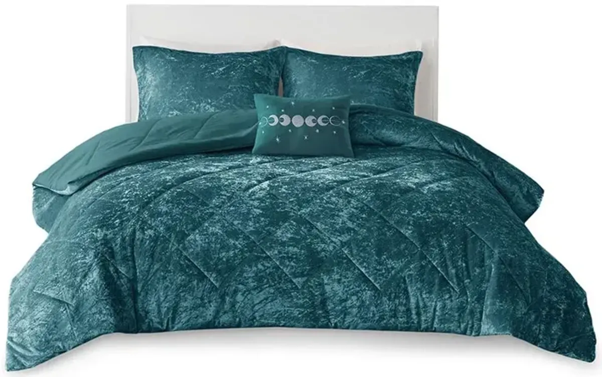 Belen Kox Teal Velvet Diamond Quilted Comforter Set, Belen Kox