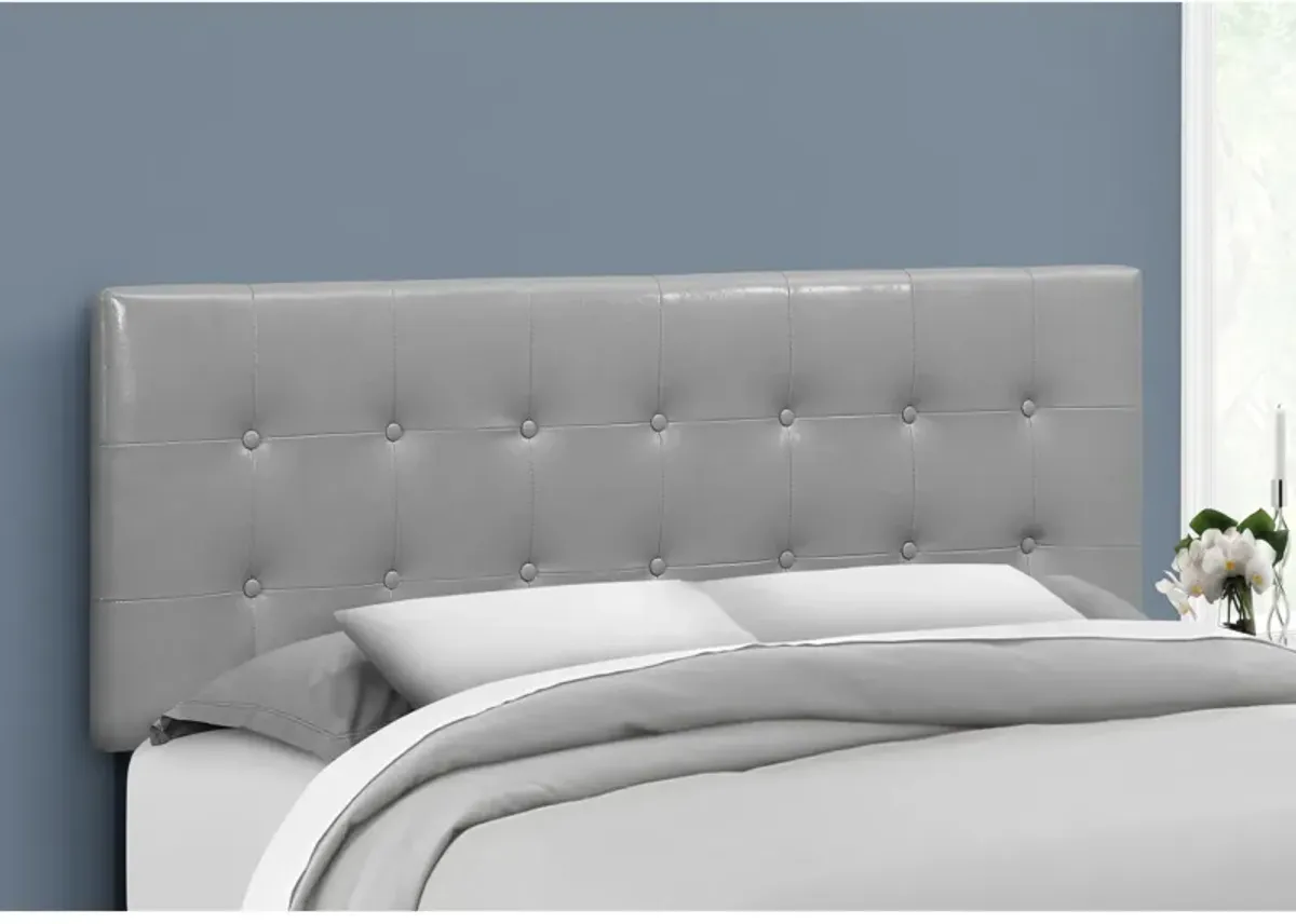 Monarch Specialties I 6001Q Bed, Headboard Only, Queen Size, Bedroom, Upholstered, Pu Leather Look, Grey, Transitional