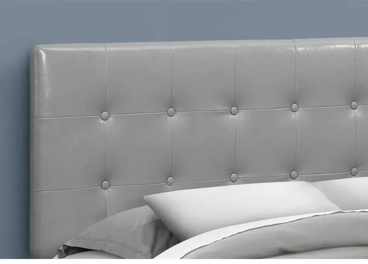 Monarch Specialties I 6001Q Bed, Headboard Only, Queen Size, Bedroom, Upholstered, Pu Leather Look, Grey, Transitional