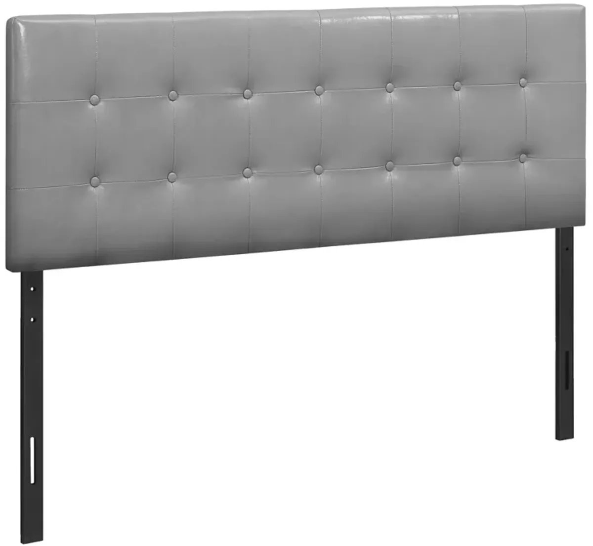 Monarch Specialties I 6001Q Bed, Headboard Only, Queen Size, Bedroom, Upholstered, Pu Leather Look, Grey, Transitional