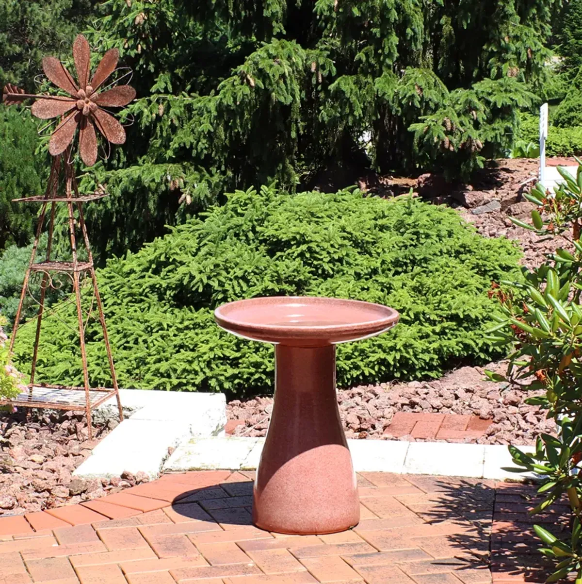 Sunnydaze Outdoor Glazed Ceramic Bird Bath - 20.5 in