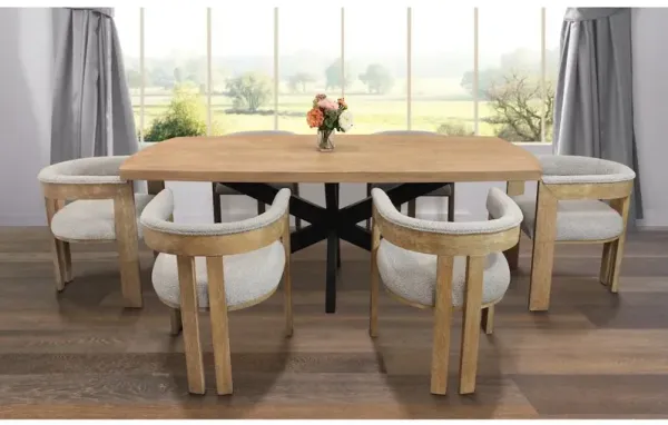 Logan 82 Dining Table with 6 Trish Silver Arm Chairs