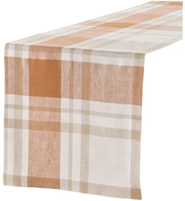 Solino Home 100% Pure Linen Table Runner - Fall Harvest Plaid
