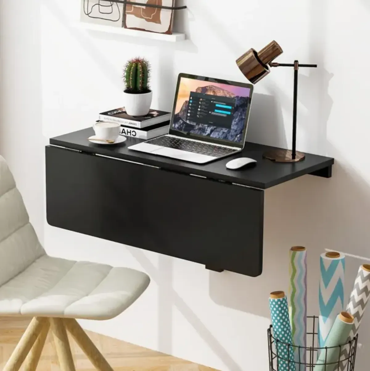 Hivvago 31.5 x 23.5 Inch Wall Mounted Folding Table for Small Spaces