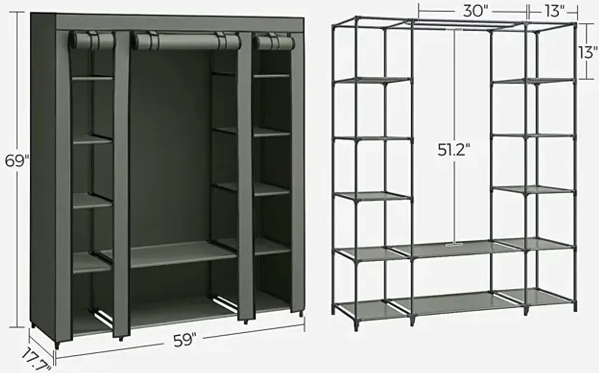 Portable Clothes Storage Solution with Shelves & Hanging Rail