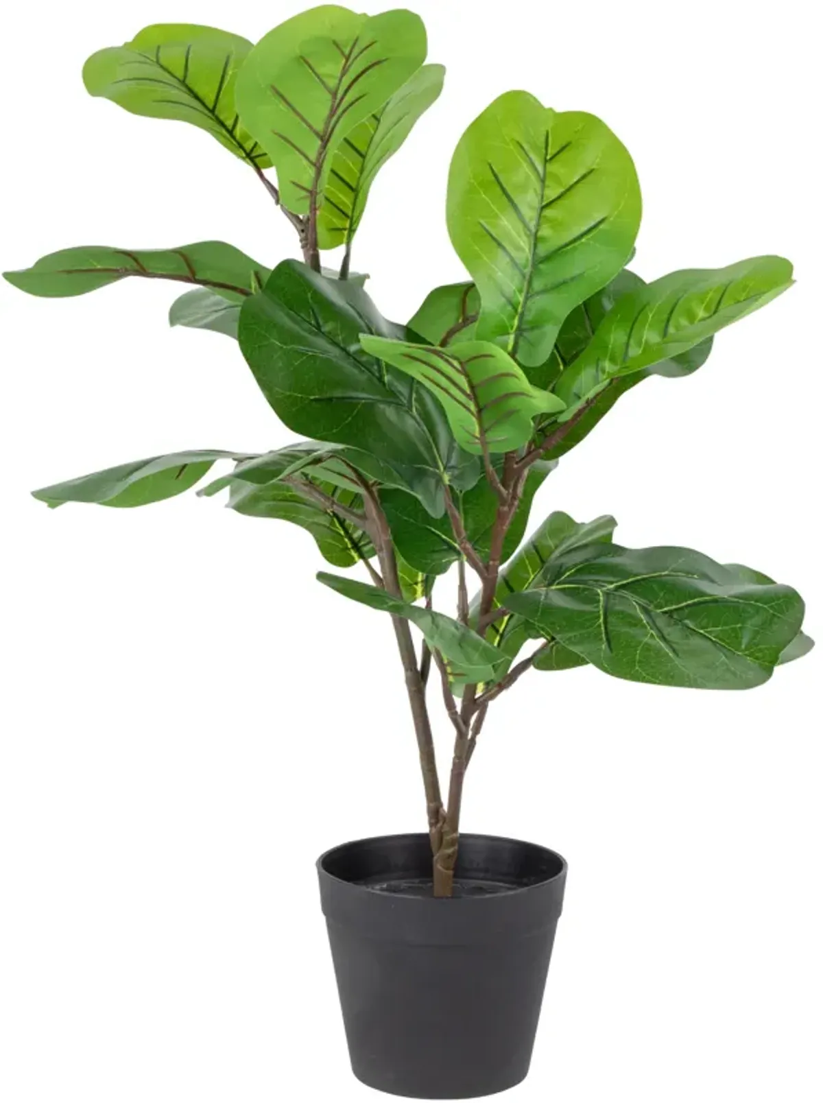 26" Dark Green Artificial Potted Fiddle-Leaf Fig Plant