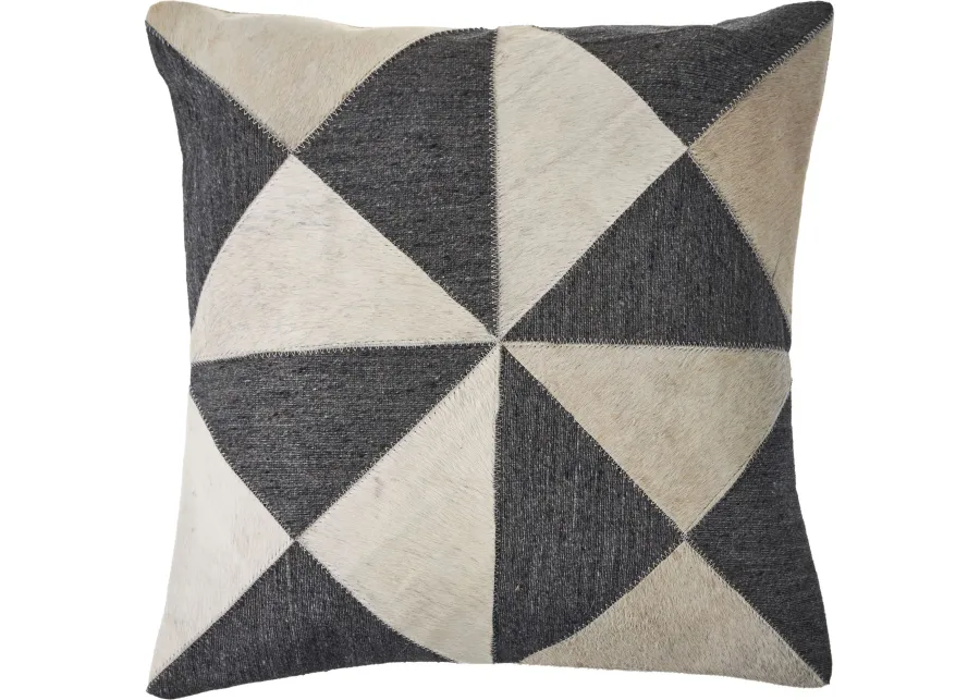 20" Charcoal Black and White Geometric Triangle Square Throw Pillow