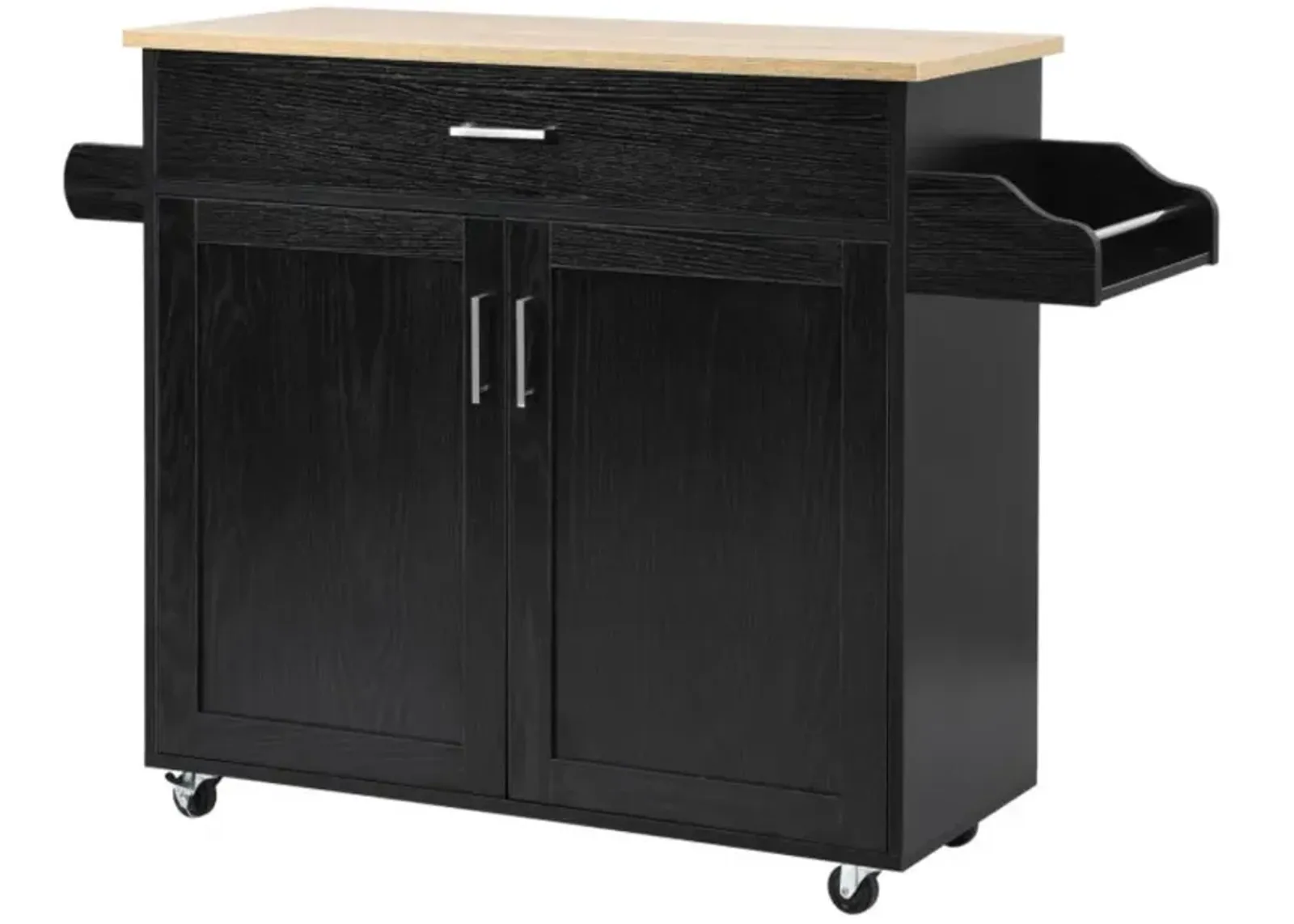 Rolling Kitchen Island Cart with Towel and Spice Rack