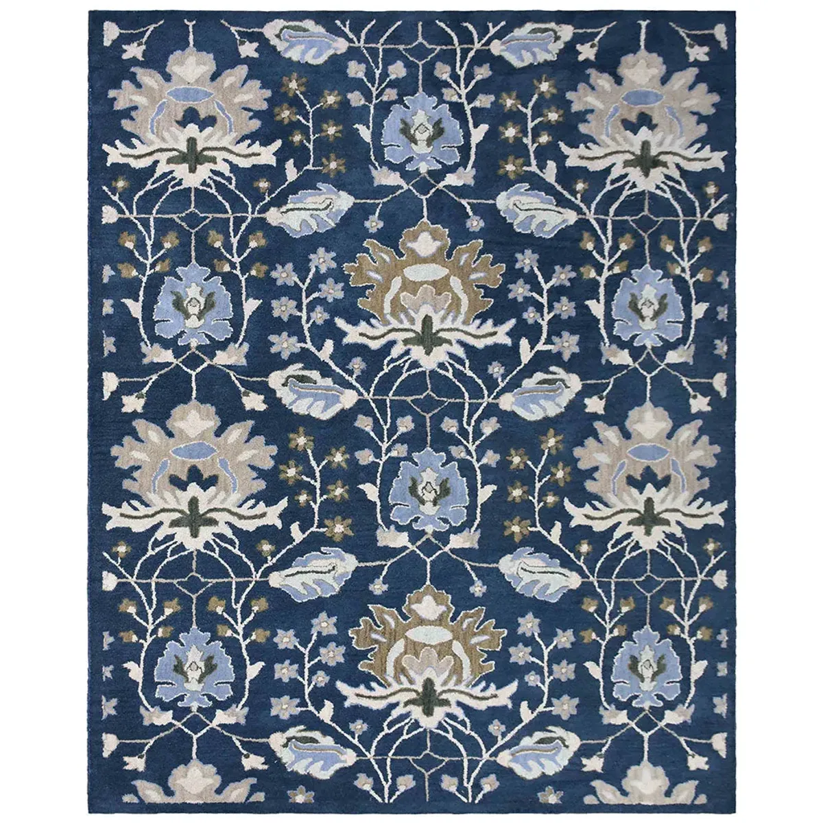 RUGSOTIC CARPETS HAND TUFTED WOOL ECO-FRIENDLY AREA RUGS  - 8'x10', Rectangle Shape, Blue, Floral Modern Design, High Pile Thick Handmade Anti Skid Area Rugs for Living Room, Bed Room (K00522)